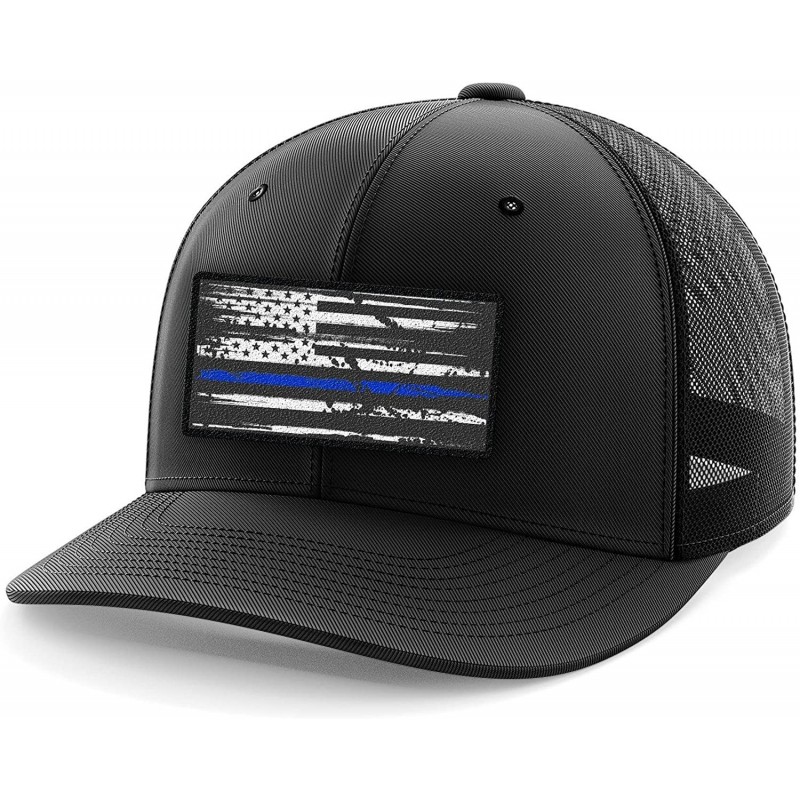 Baseball Caps American Flag Flexfit Hat - Blue Line - C418C3UYTGO $43.61