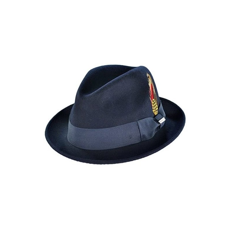 Fedoras Blues Trilby Crushable Fedora Hat - Navy - CE112NVO69R $34.75