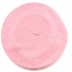 Berets Classic French Artist Beret for Women Wool Beret Hat Solid Color - Pink - CK18KNCSQEH $14.79