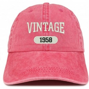 Baseball Caps Vintage 1958 Embroidered 62nd Birthday Soft Crown Washed Cotton Cap - Red - CP12JO1ITWN $18.31