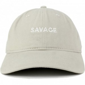 Baseball Caps Savage Embroidered Brushed Cotton Adjustable Cap Dad Hat - Stone - CT12MS0CPEF $21.44