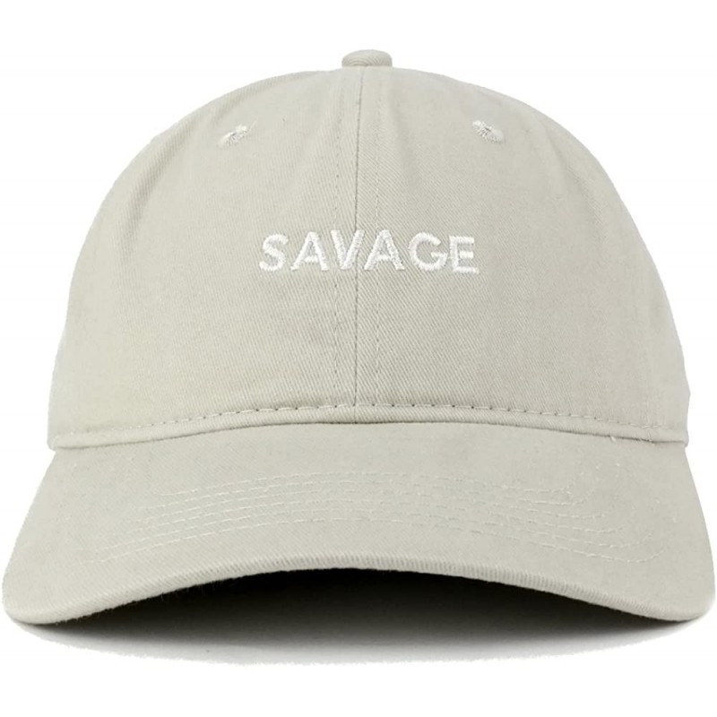 Baseball Caps Savage Embroidered Brushed Cotton Adjustable Cap Dad Hat - Stone - CT12MS0CPEF $21.44