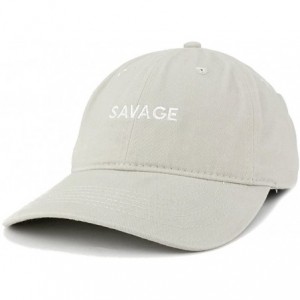 Baseball Caps Savage Embroidered Brushed Cotton Adjustable Cap Dad Hat - Stone - CT12MS0CPEF $21.44