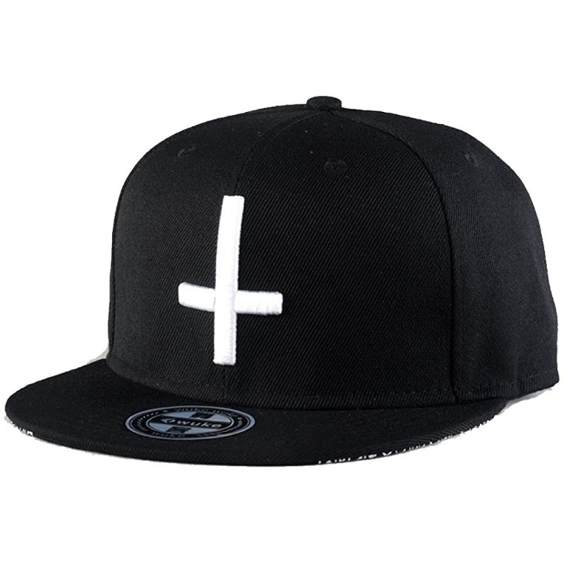 Baseball Caps Unisex Flat Bill Hip Hop Hat Snapback Baseball Cap - Black/White 023 - CO12LUW53BJ $8.98