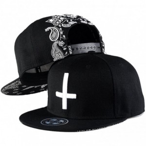 Baseball Caps Unisex Flat Bill Hip Hop Hat Snapback Baseball Cap - Black/White 023 - CO12LUW53BJ $19.81