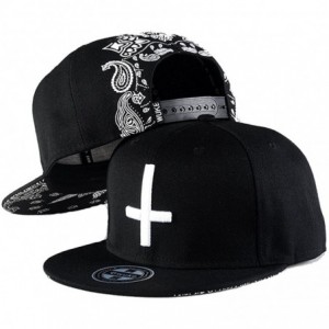 Baseball Caps Unisex Flat Bill Hip Hop Hat Snapback Baseball Cap - Black/White 023 - CO12LUW53BJ $8.98