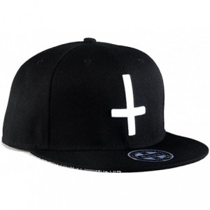 Baseball Caps Unisex Flat Bill Hip Hop Hat Snapback Baseball Cap - Black/White 023 - CO12LUW53BJ $19.81