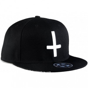 Baseball Caps Unisex Flat Bill Hip Hop Hat Snapback Baseball Cap - Black/White 023 - CO12LUW53BJ $8.98