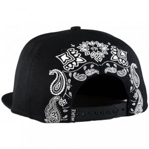 Baseball Caps Unisex Flat Bill Hip Hop Hat Snapback Baseball Cap - Black/White 023 - CO12LUW53BJ $8.98