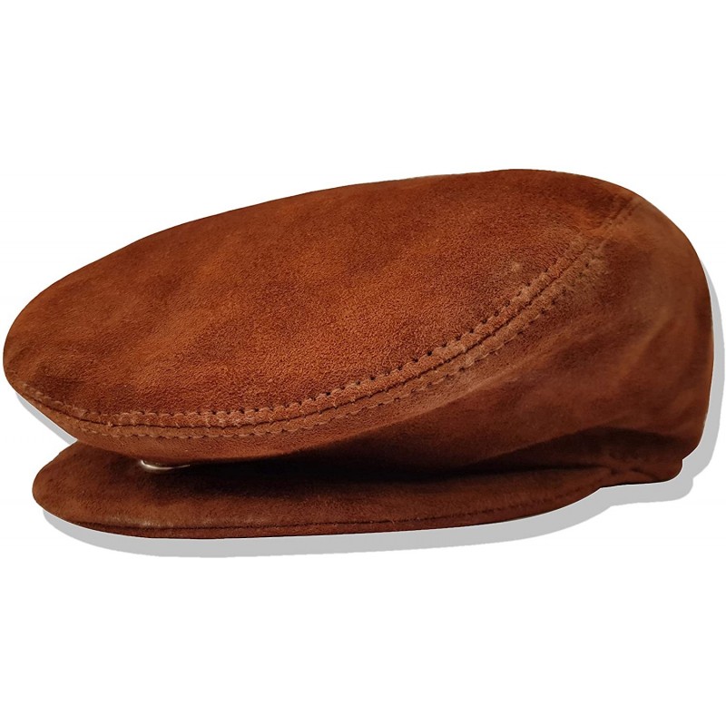 Newsboy Caps Leather Hats for Men - Leather Beret Ivy Cap Flat Hat Driving Cap - Leather Newsboy Hats for Men - Brown Suede -...