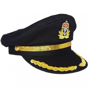 Baseball Caps Admiral Captain Yacht Hat Snapback Gold Embroidery Anchor Skippers Cap for Party - Black 2 - CY18EAA50E7 $14.48