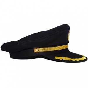 Baseball Caps Admiral Captain Yacht Hat Snapback Gold Embroidery Anchor Skippers Cap for Party - Black 2 - CY18EAA50E7 $14.48