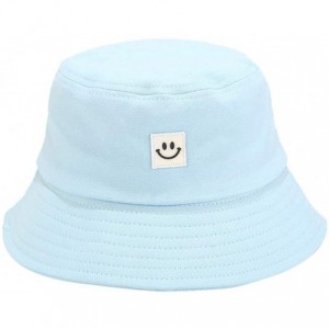 Cowboy Hats Unise Hat Summer Travel Bucket Beach Sun Hat Smile Face Visor - Blue - CQ1945SNLUO $22.56
