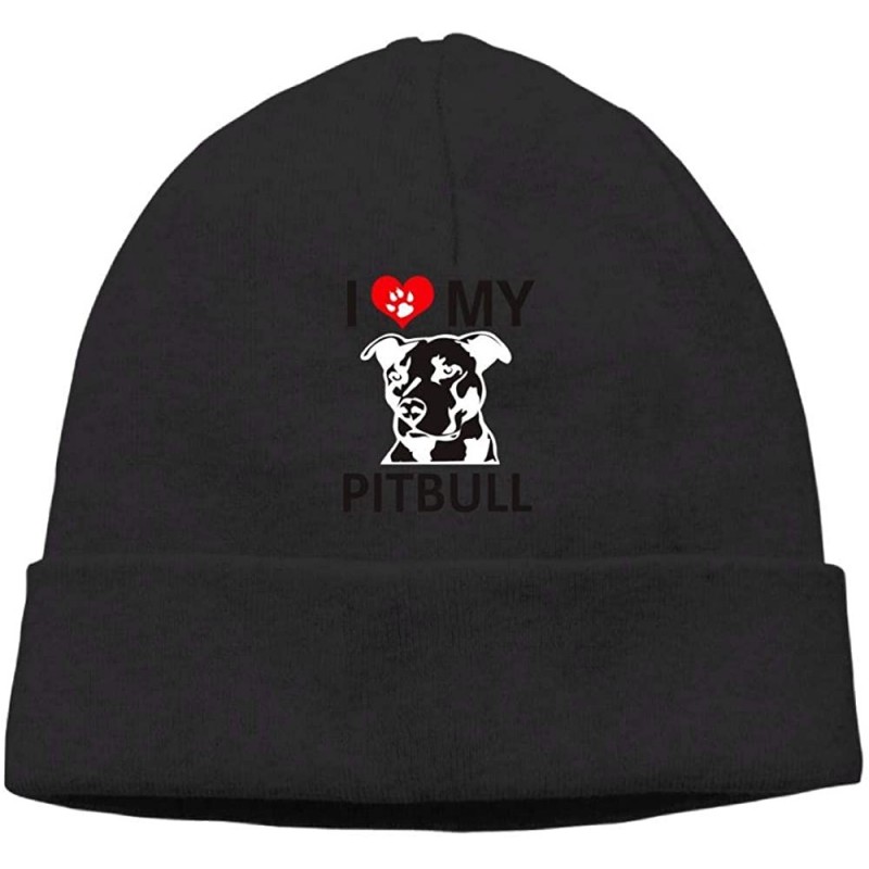 Skullies & Beanies Beanie Cap Winter Warm Cool Watch Cap I Love My Pitbull Unisex - Black - CJ18I5IMQ7S $17.43