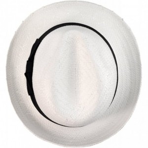 Fedoras Unisex Lightweight Fedora w/Solid Color Ribbon Band Accent - White/Black Band - C7122E9PK33 $12.00