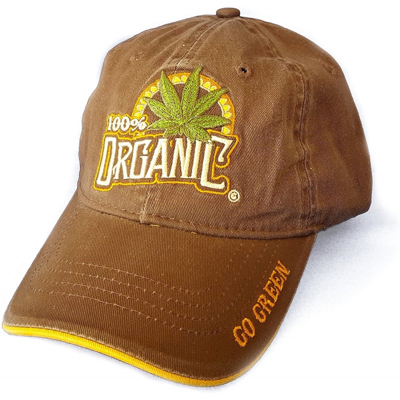 Baseball Caps 100% Organic Marijuana Leaf Weed MJ Ganja Baseball Cap Hats Earthy Tan Cotton Blend - Tan - CF12DN3III3 $19.35