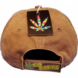 Baseball Caps 100% Organic Marijuana Leaf Weed MJ Ganja Baseball Cap Hats Earthy Tan Cotton Blend - Tan - CF12DN3III3 $19.35
