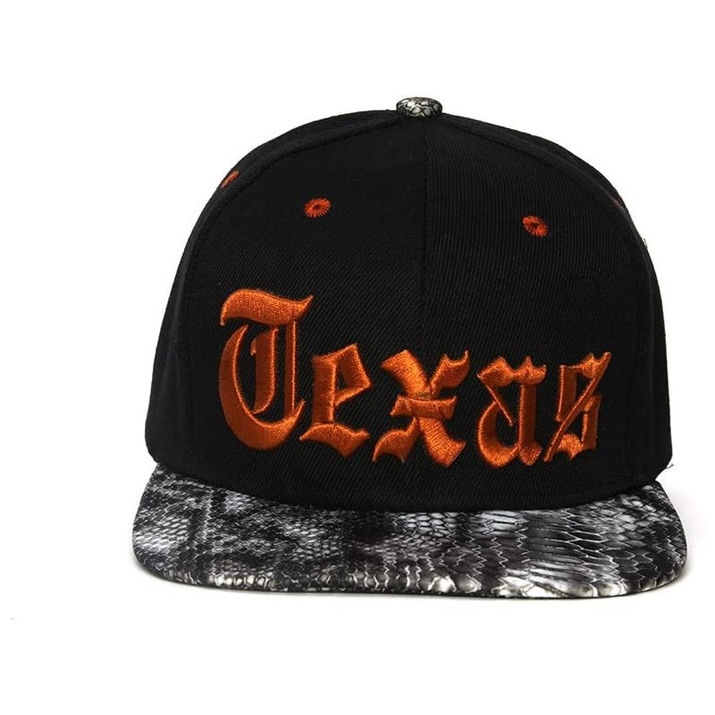 Baseball Caps City Black/Snakeskin Olde English Adjustable Baseball Cap - Texas - CK11ZROJ4XF $8.33