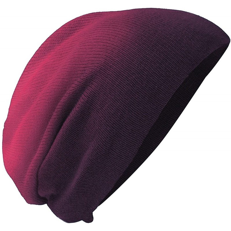 Skullies & Beanies Men's Slouch Beanie - Eggplant Dip Dye - C611K0VPE3T $13.32