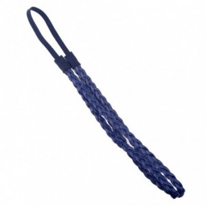 Headbands Fashion Women Girls Leather Woven Hair Band Double Braided Headband (navy blue) - navy blue - CJ11S3Q4GRN $7.87