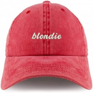 Baseball Caps Blondie Embroidered Pigment Dyed Unstructured Cap - Red - CA18DGRMOLK $21.48