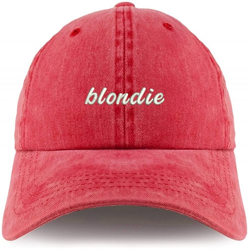Baseball Caps Blondie Embroidered Pigment Dyed Unstructured Cap - Red - CA18DGRMOLK $21.48
