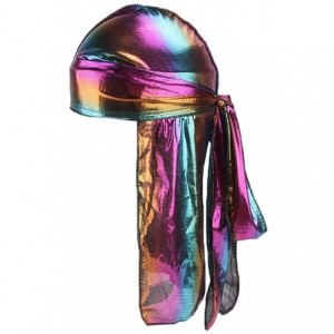 Skullies & Beanies Silky Durags Pack for Men Women Waves Satin Hair Bonnet Sleeping Hat Holographic Do Rags Set - C 1 - CD18W...