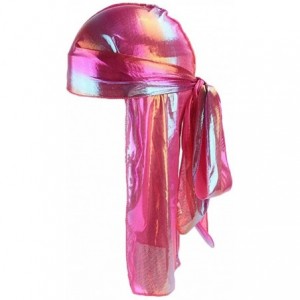 Skullies & Beanies Silky Durags Pack for Men Women Waves Satin Hair Bonnet Sleeping Hat Holographic Do Rags Set - C 1 - CD18W...