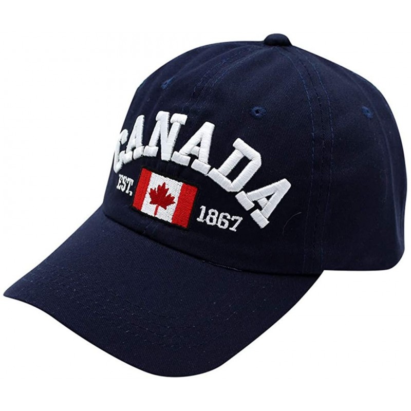 Baseball Caps 1867 Baseball Cap-Unisex Canada Flag Print Ball Cap Cotton Comfy Hat Outdoor Dad Hat - Navy - CR18W49Z4A3 $8.33