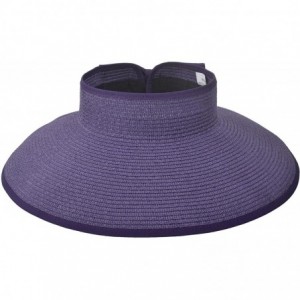 Sun Hats Women's Spring/Summer Collection Straw Woven Wide Brim Sun Visor Hat - Purple - CW18E2YZOGN $13.69