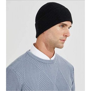 Skullies & Beanies Swag Wool Knit Cuff Short Fisherman Beanie for Men Women- Winter Warm Hats - Regular Style Cover Ears-blac...