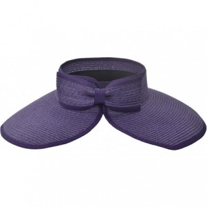 Sun Hats Women's Spring/Summer Collection Straw Woven Wide Brim Sun Visor Hat - Purple - CW18E2YZOGN $13.69