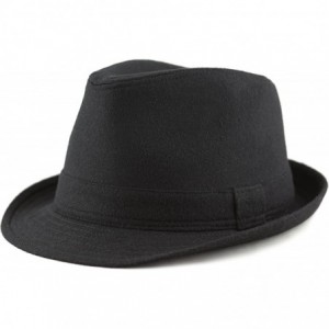 Fedoras Faux Suede Wool Blend Trilby Fedora Hats - Black Wool Blend - CN18773W62X $13.40