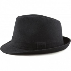 Fedoras Faux Suede Wool Blend Trilby Fedora Hats - Black Wool Blend - CN18773W62X $13.40