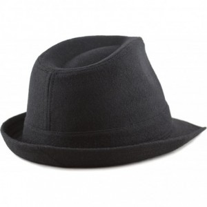 Fedoras Faux Suede Wool Blend Trilby Fedora Hats - Black Wool Blend - CN18773W62X $13.40