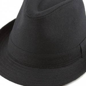 Fedoras Faux Suede Wool Blend Trilby Fedora Hats - Black Wool Blend - CN18773W62X $13.40