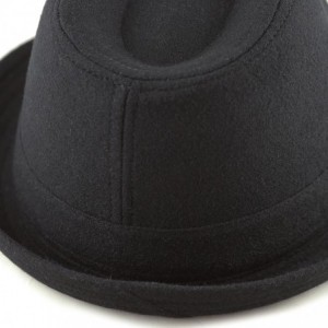 Fedoras Faux Suede Wool Blend Trilby Fedora Hats - Black Wool Blend - CN18773W62X $13.40