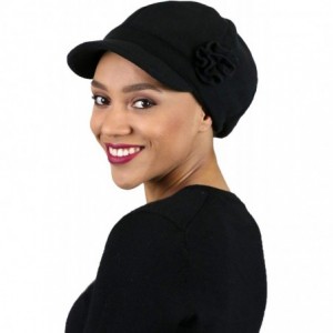 Newsboy Caps Womens Hat Newsboy Cap Fleece Winter Cancer Headwear Ladies Chemo Hat Cabbie Head Coverings Brighton - Black - C...