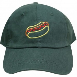 Baseball Caps Hotdog Cotton Baseball Dad Caps - Neon Sign Hunter Green - CY185LOHEXL $10.96