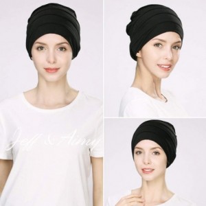 Skullies & Beanies Headwrap Head Scarf Chemo Beanie Hat Slouchy Cancer Turban Sleeping Hat - 99047black - CJ18Y7NDOR0 $19.32