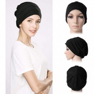 Skullies & Beanies Headwrap Head Scarf Chemo Beanie Hat Slouchy Cancer Turban Sleeping Hat - 99047black - CJ18Y7NDOR0 $19.32