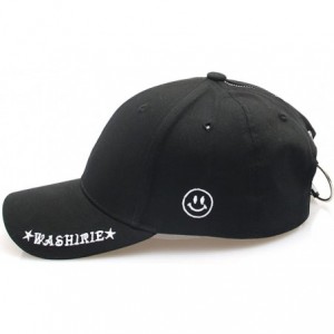 Baseball Caps Women's Iron Ring Pin Retro Baseball Cap Trucker Hat - Zipper Black - CM186NA0HT2 $14.46