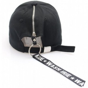 Baseball Caps Women's Iron Ring Pin Retro Baseball Cap Trucker Hat - Zipper Black - CM186NA0HT2 $14.46