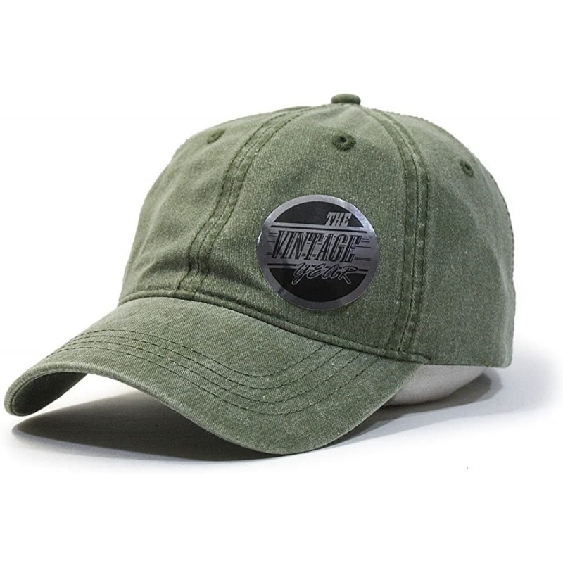 Baseball Caps Blank Dad Hat Cotton Adjustable Baseball Cap - Olive Green Washed Strap - CW12O1FL440 $12.00