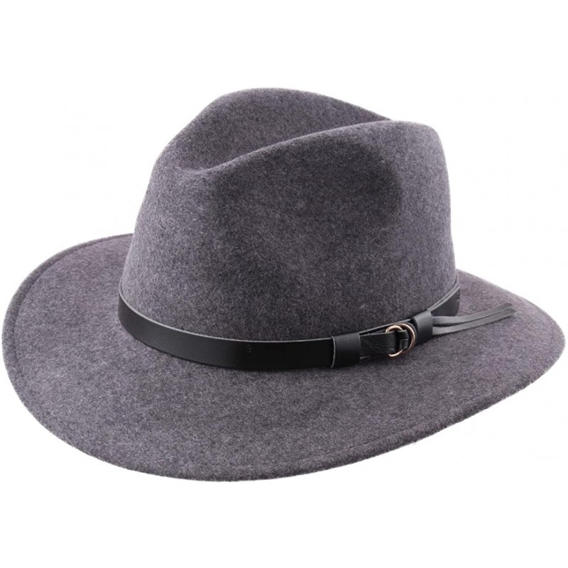 Fedoras Classique Traveller Wool Felt Fedora Hat Packable - Gris-chine - C5187IRN0LG $49.74