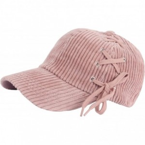 Baseball Caps Ball Cap Classic Soft String Tie Corduroy Adjustable Baseball Hat Truckers - Pink - CM18958GWT7 $18.87