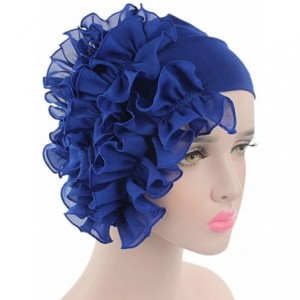 Bomber Hats Womens Wrap Cap Flower Chemo Hat Beanie Scarf Turban Headband - Blue - C618INZANKD $10.34