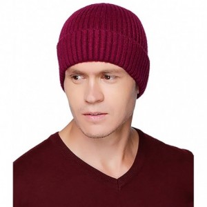 Skullies & Beanies Winter Hats for Men Wool Knit Slouchy Beanie Hats Warm Baggy Skull Cap - Style01 Wine Red - CF184RNUHDM $8.79