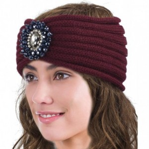 Cold Weather Headbands Women's Knitted Wide Stylish Headband - Medallion - Burgundy - CZ12O005KYD $12.39