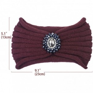 Cold Weather Headbands Women's Knitted Wide Stylish Headband - Medallion - Burgundy - CZ12O005KYD $12.39